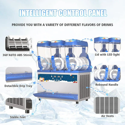 Commercial Slushy Machine - 1000W 30L Tanks Slush Maker Machine 304 Stainless Steel Commercial Margarita Machines Efficient Cooling the Ideal Slushie Maker for Bars Cafes Restaurants