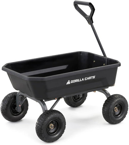 7GCG-NF Heavy-Duty Poly Dump Garden Cart with No-Flat Tires, 7 Cubic Feet, 1200-Pound Capacity, Black, Amazon Exclusive