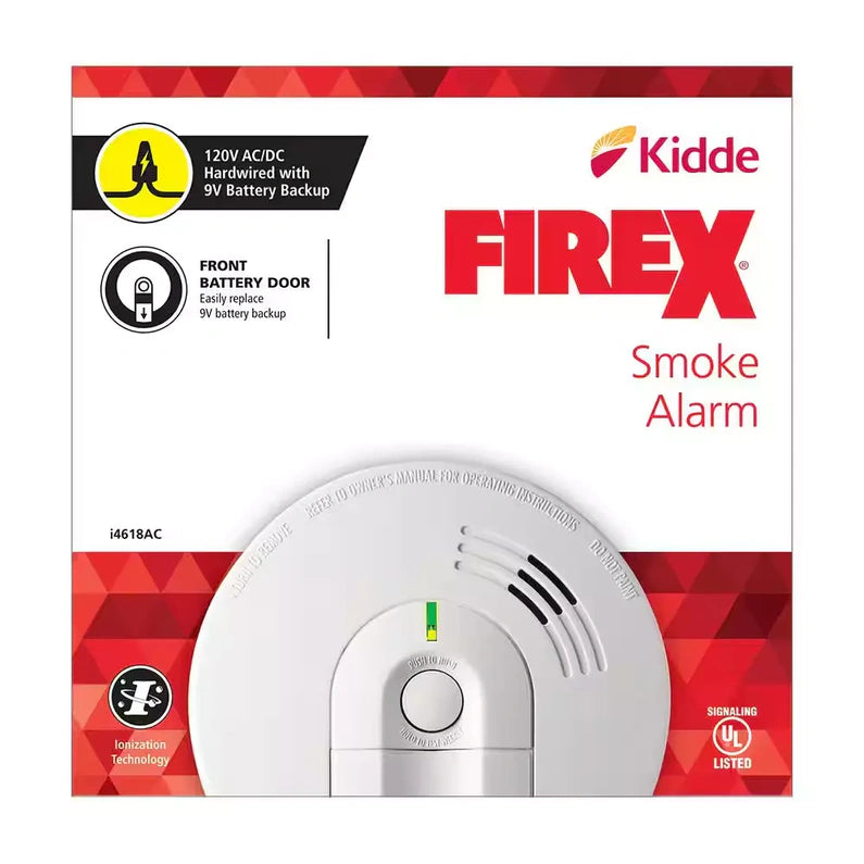 Pack Hardwired Smoke Alarm with Ionization Sensor, 120V AC, 9V Battery Backup