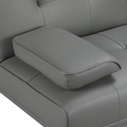 Yaheetech Convertible Sofa Bed Adjustable Couch Sleeper Modern Faux Leather Home Recliner Reversible Loveseat Folding Daybed Guest Bed, Removable Armrests, Cup Holders, 3 Angles, 772lb Capacity, Black