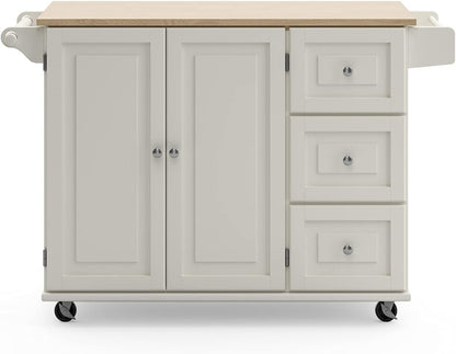 Homestyles Dolly Madison Mobile Kitchen Island Cart, Drop Leaf Breakfast Bar