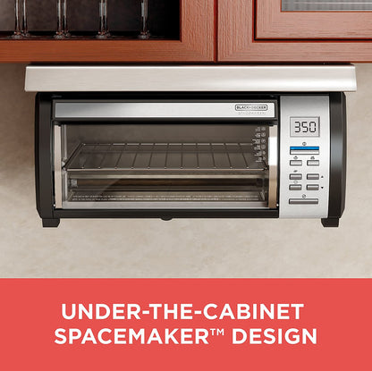 BLACK DECKER SpaceMaker Under Counter Toaster Oven, Digital Controls, Black/Stainless Steel, Fits 9 Pizza or 4 Slices