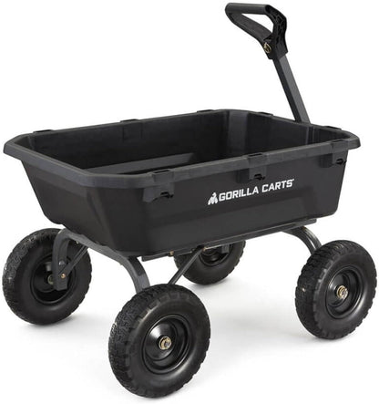 7GCG-NF Heavy-Duty Poly Dump Garden Cart with No-Flat Tires, 7 Cubic Feet, 1200-Pound Capacity, Black, Amazon Exclusive