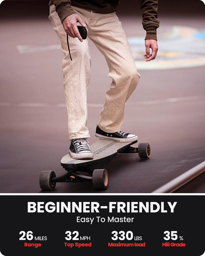 Caribou Electric Skateboard – 32 MPH, 26 Mile Range, Dual 1000W Motors, Longboard for Adults & Teens, 6-Month Warranty