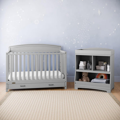 5-in-1 Convertible Baby Bed (with drawers, white) - Green Guardian Gold Certification, built-in baby bed storage drawer, convertible to toddler bed, day bed and full-size bed